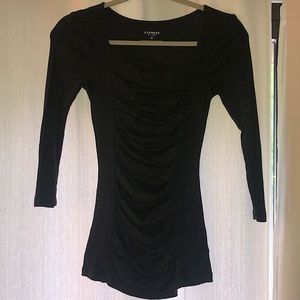 Express asymmetrical neckline quarter-sleeve top